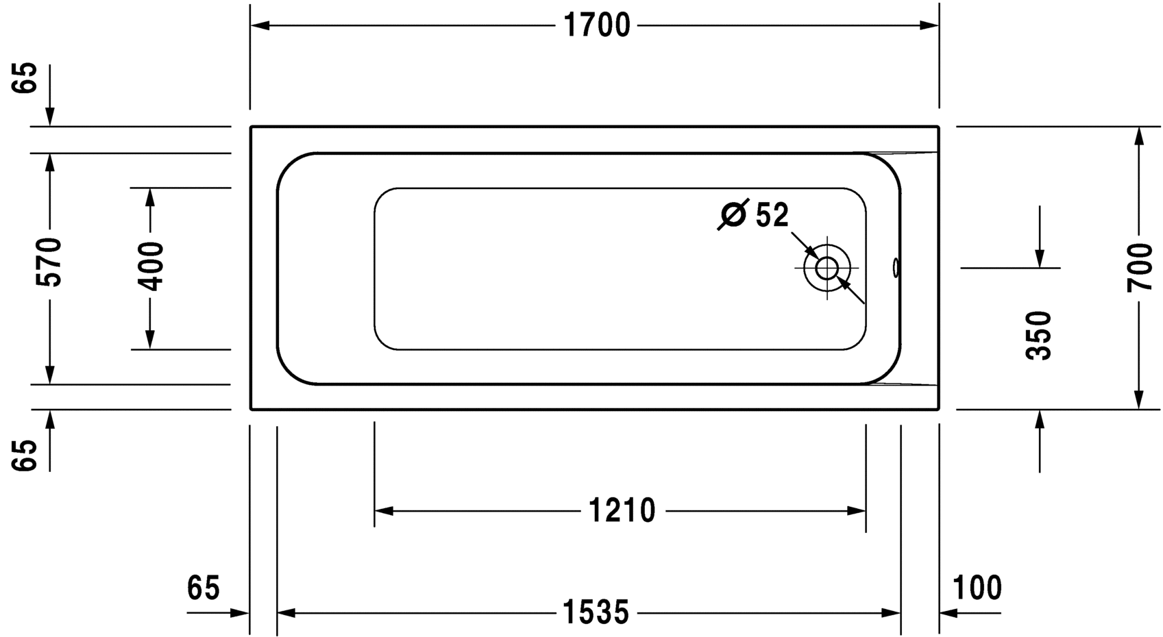 D Code Bathtub 700098 Duravit